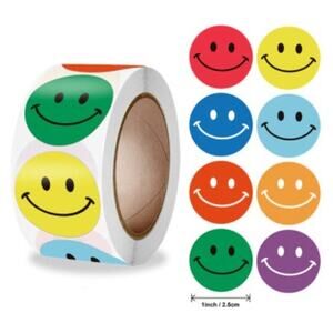 1 INCHES 2 Roll 1000 pcs count Smiley Face Emoji Thank You Label Stickers